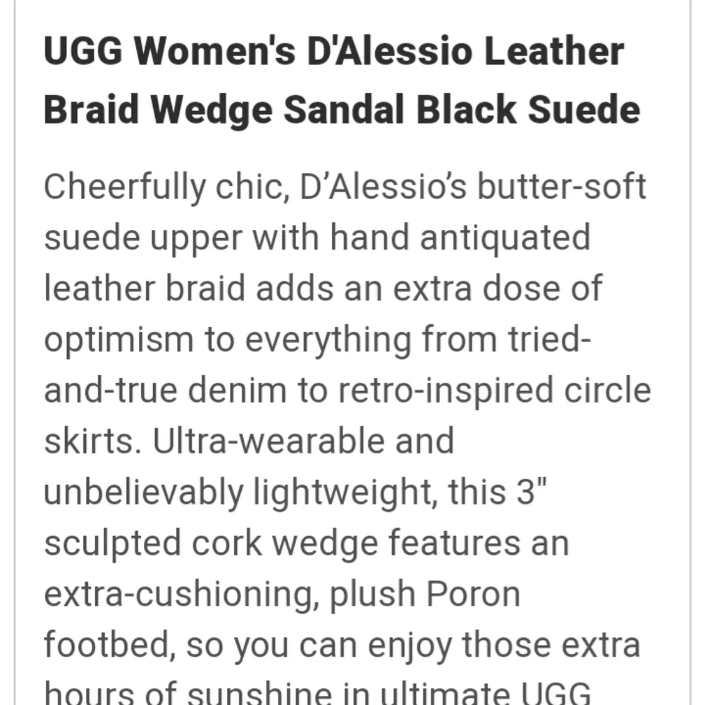 Ugg Cork D'Alessio Braided Suede Wedge Sz 9.5